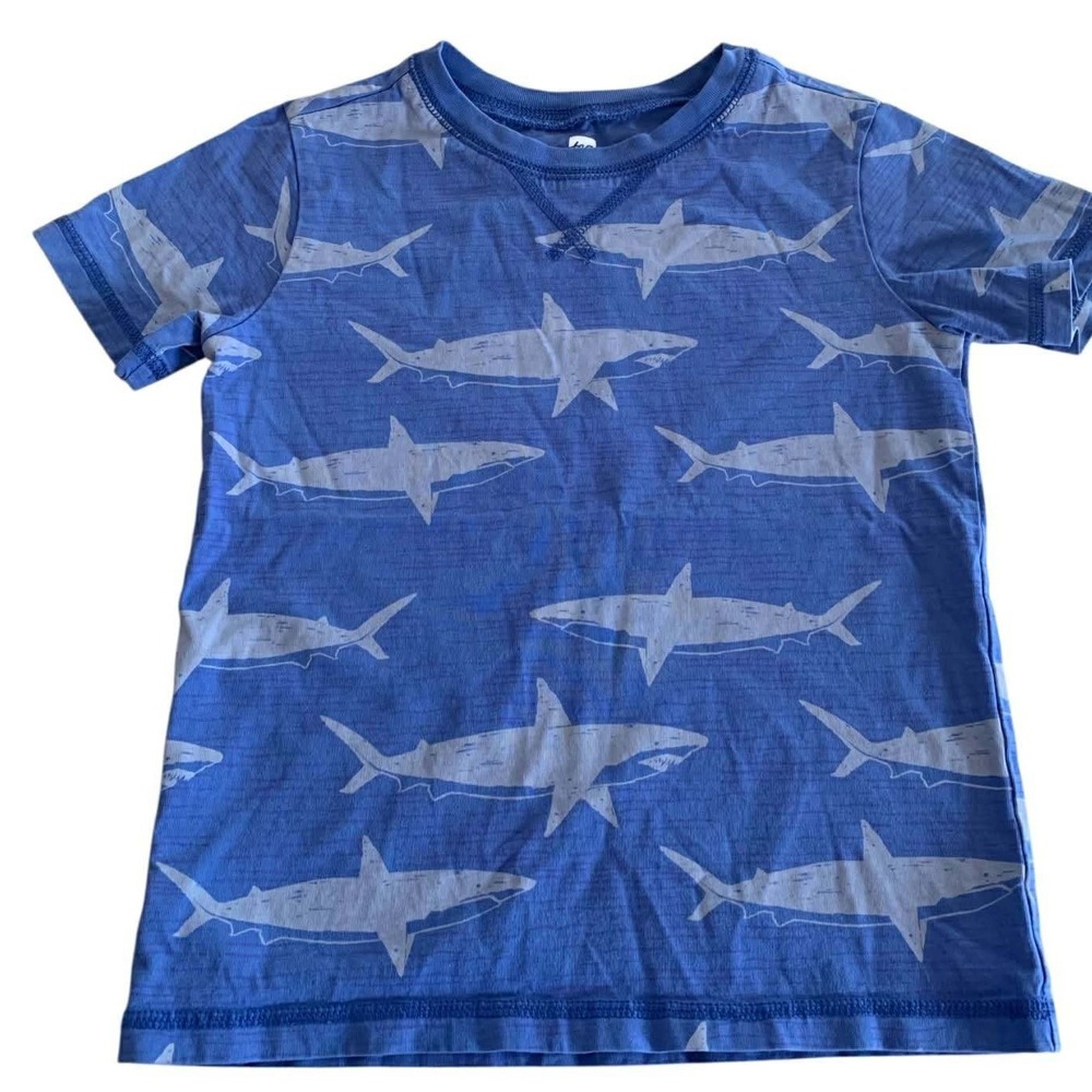 Tea Collection Boy Shark Graphic T-Shirt‎ Blue Size 6 Coastal Marine Sea Animal